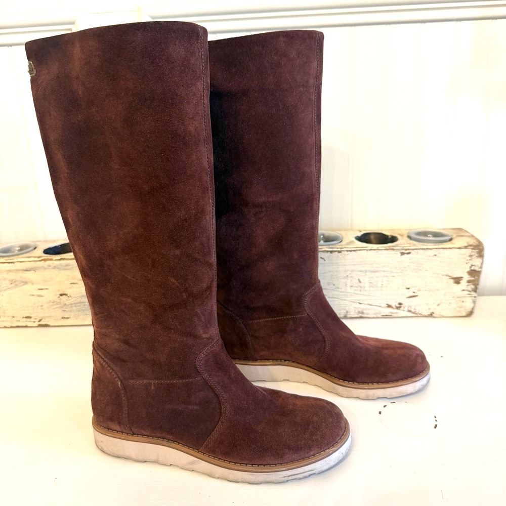 Ilse Jacobsen Boots Womens Size 7.5 Brown Suede Riding Knee High Flat Casual